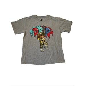 Vibes Gray “Drip” Bear Character Multicolor Kids Shirt Size M
